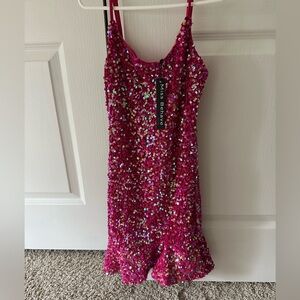 Miss Behave Pink Sequin Kids Formal Dress